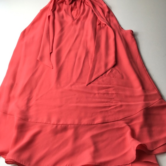 Maxstudio tie neck blouse in deep coral - Picture 10 of 14